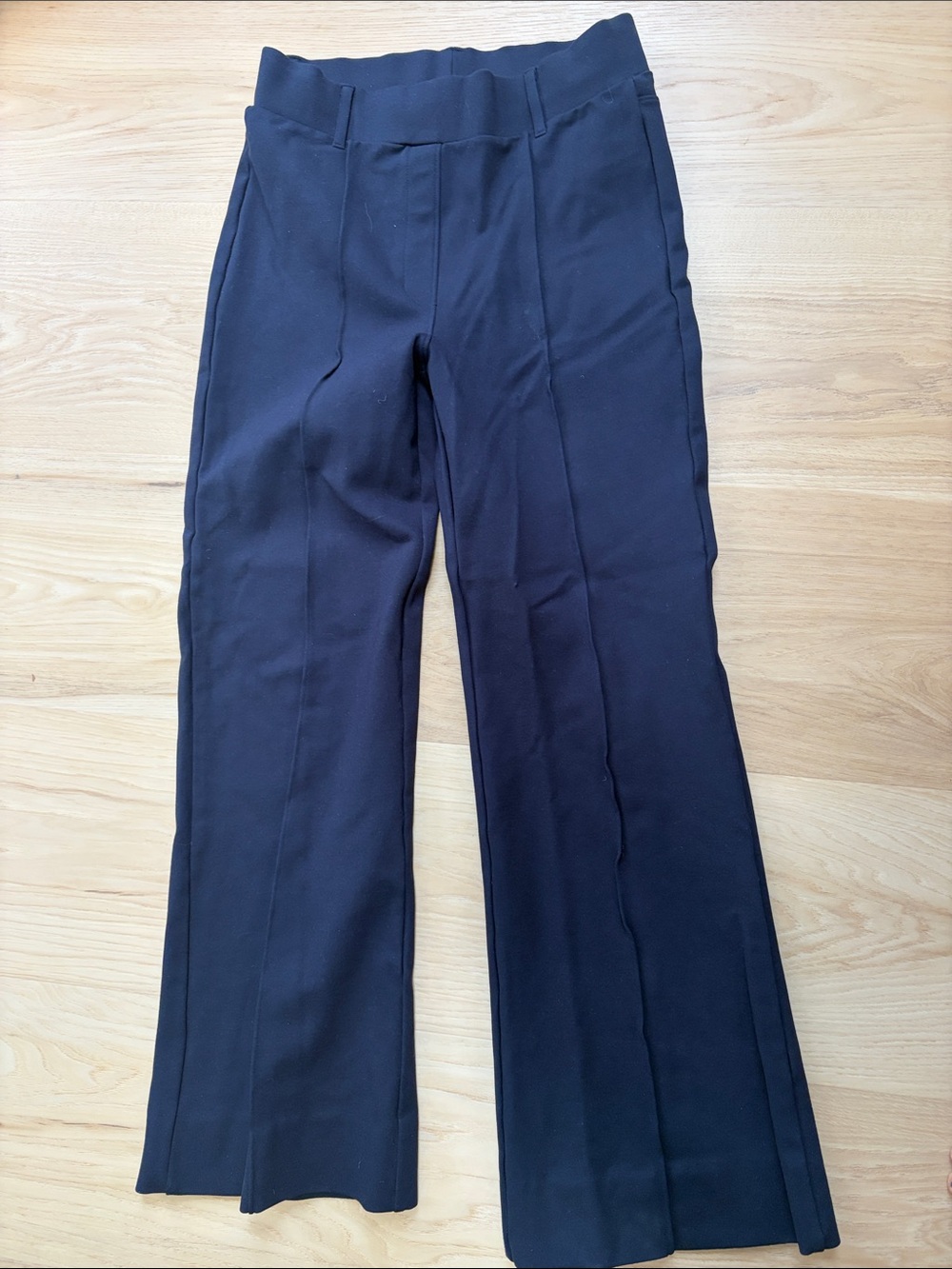 Quince Black Wide-Leg Ponte Pants